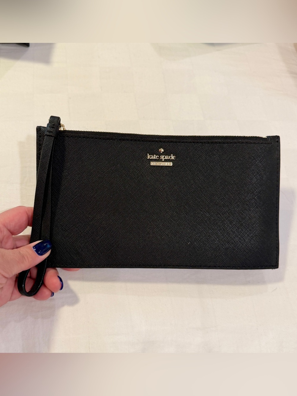 kate spade Black Saffiano Leather Wristlet Clutch